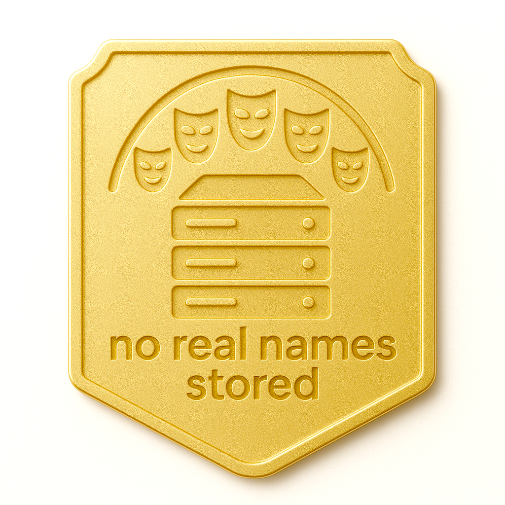 No Real Names Stored